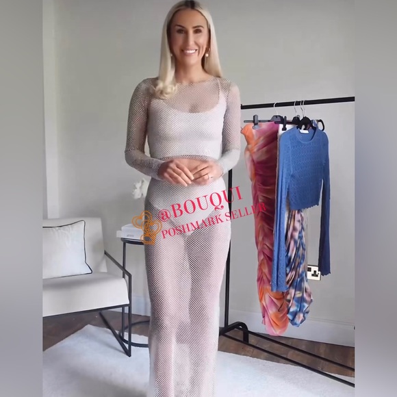 BLOGGERS FAV ZARA SHIMMERY RHINESTONE MESH CROP TOP - Picture 6 of 10